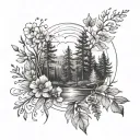 Design a tattoo inspired by intimate moments in nature, such as a sunrise or a quiet forest tattoo design idea
