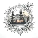 Design a tattoo inspired by intimate moments in nature, such as a sunrise or a quiet forest tattoo design idea