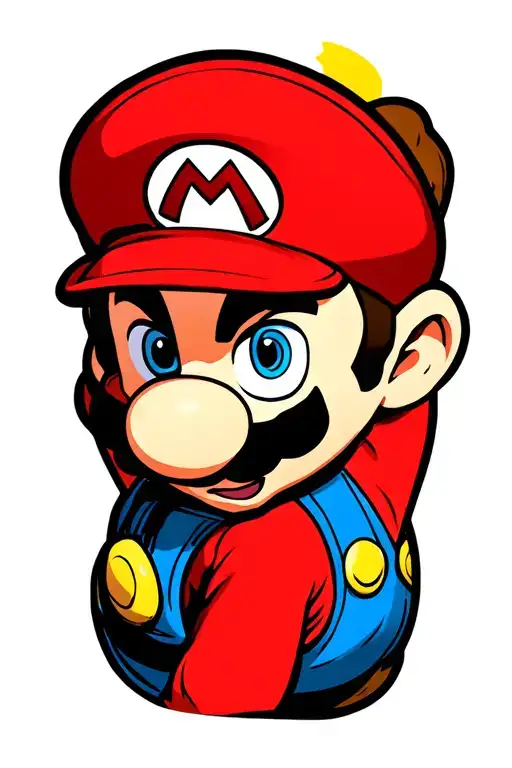 Super Mario. With his classic outfit and iconic jump. Show three lives, but only one should remain. T tattoo design idea