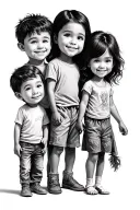 4 kids holding hands 1 girl 3 boys tattoo design idea