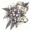 life goes on lettering lavender tattoo design idea