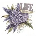 life goes on lettering lavender tattoo design idea