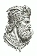 Hermes god greek art feathered hair and winged crown tattoo design idea
