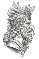Hermes god greek art feathered hair and winged crown tattoo design idea