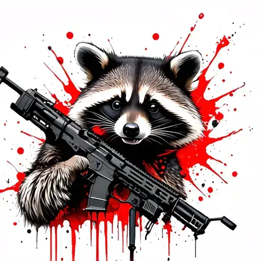 Tactical Raccoon m4 tattoo design idea