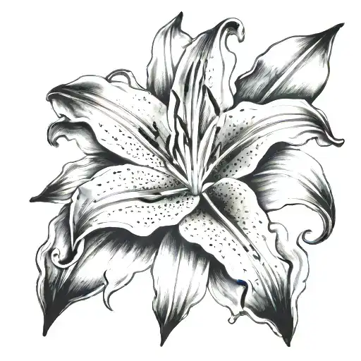 memorial lily flower tattoo design idea