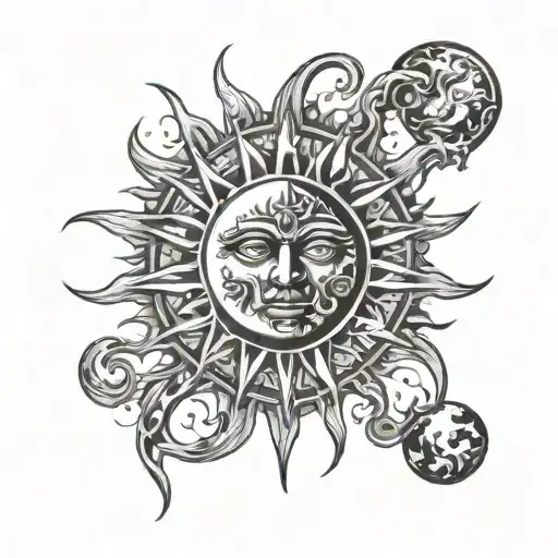 sun and moon evil  tattoo design idea