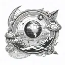Flat Earth tattoo design idea