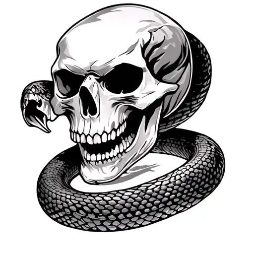 snake and skull tattoo design idea