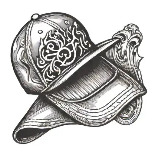 Baseball hat sitting tattoo design idea