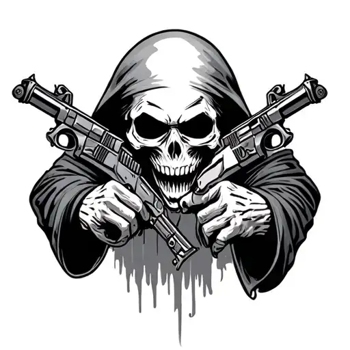 Grim Reaper With Gun tattoo design idea