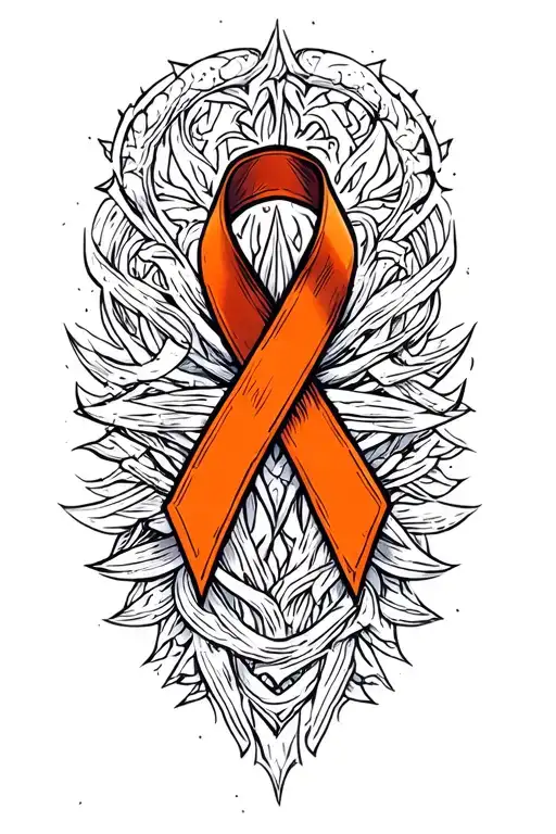 kidney cancer orange ribbon intertwined with strength symbol  tattoo design idea