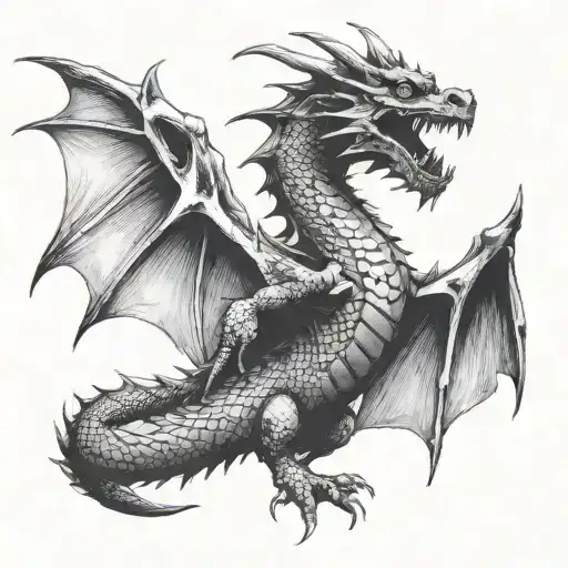 dragon flying tattoo design idea