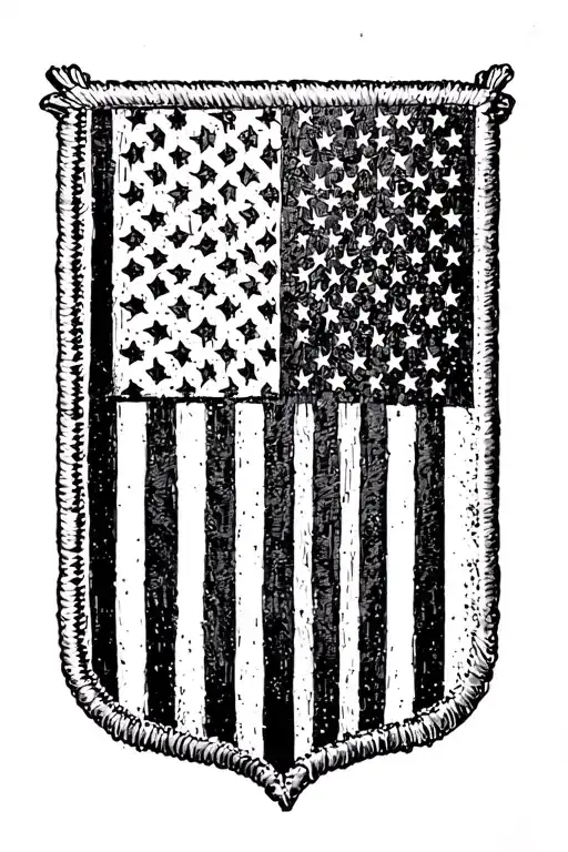 American flag and 34th infantry patch tattoo design idea