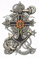 cross and anchor hanging tattoo design idea