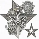 LV Raiders/Dallas stars logo/Texas Ranger TX logo/ Dallas Mavs logo mixed tattoo design idea