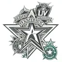 LV Raiders/Dallas stars logo/Texas Ranger TX logo/ Dallas Mavs logo mixed tattoo design idea