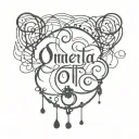 omerta text calligraphy style with prayer beads intertwined tattoo design idea