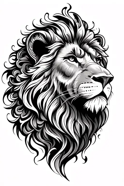 a lion head in mandala style for men on the calf for my son tattoo design idea