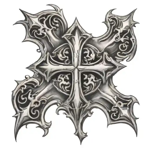 the chosen one in a gothic cross shape  tattoo design idea