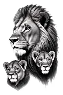 lion and 2 cubs face only tattoo design idea