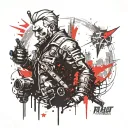 Fallout and The Witcher 3 games tattoo design idea