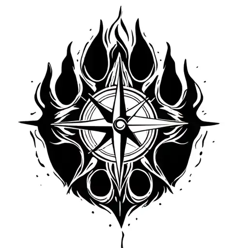 compass in a tiger paw tattoo design idea