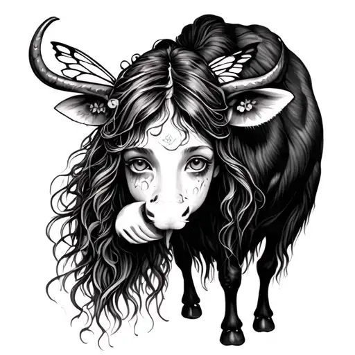 sad fairy on a moo.  tattoo design idea
