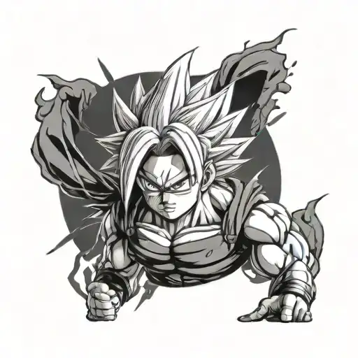 future trunks super Saiyan black and white tattoo design idea