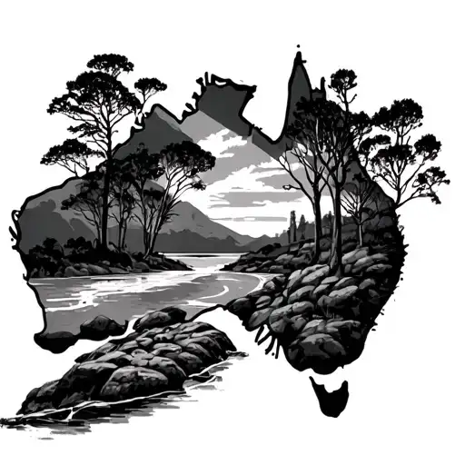 Australia landscape tattoo design idea