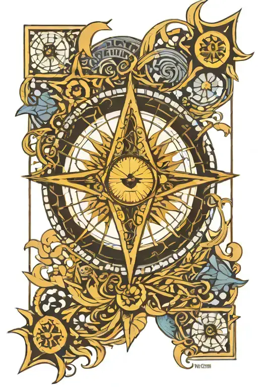 square, compass, plumb line, mosaic pavement, sun, moon, east, south, north, freemasonry tattoo design idea