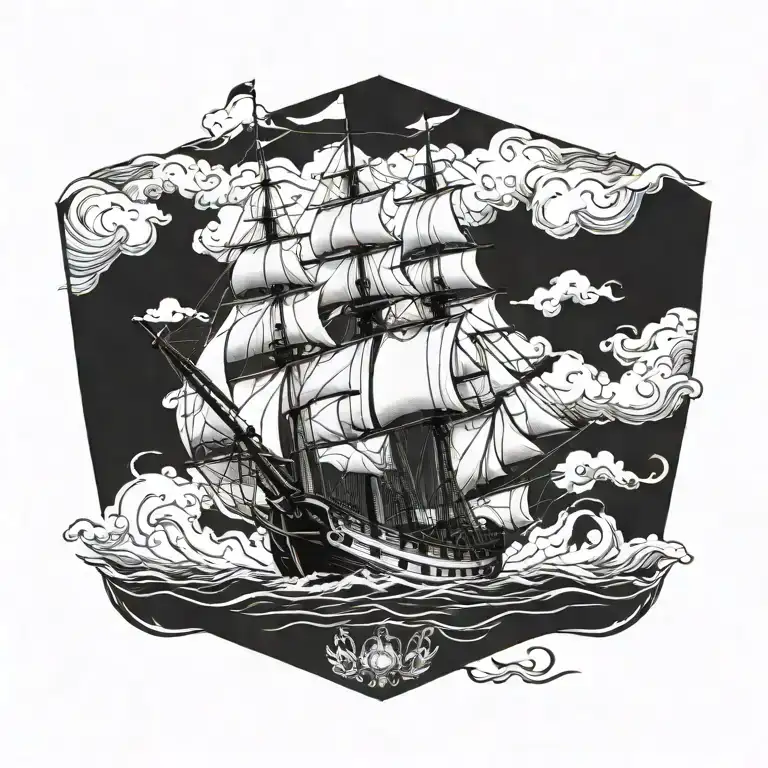 boat 18th century tattoo design idea