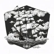 boat 18th century tattoo design idea