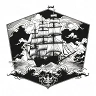 boat 18th century tattoo design idea