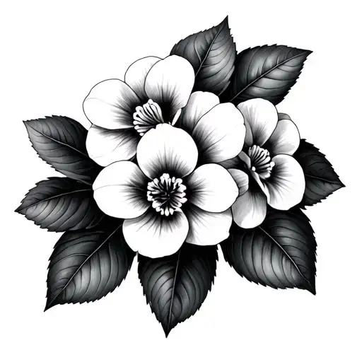 dogwood and African violets tattoo design idea