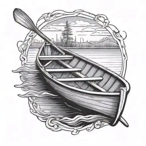 rowing boat tattoo design idea