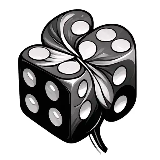 dice rolling 2 & 5 leaf clover tattoo design idea