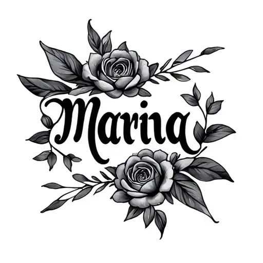 "MARINA " Name Design: Write name of my tattoo design idea