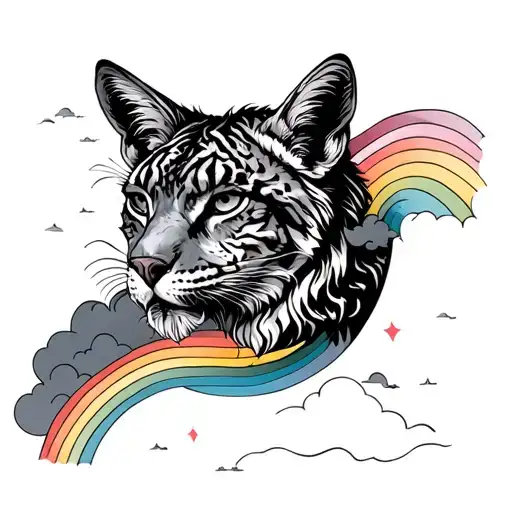 animal rainbow bridge towards the clouds tattoo design idea