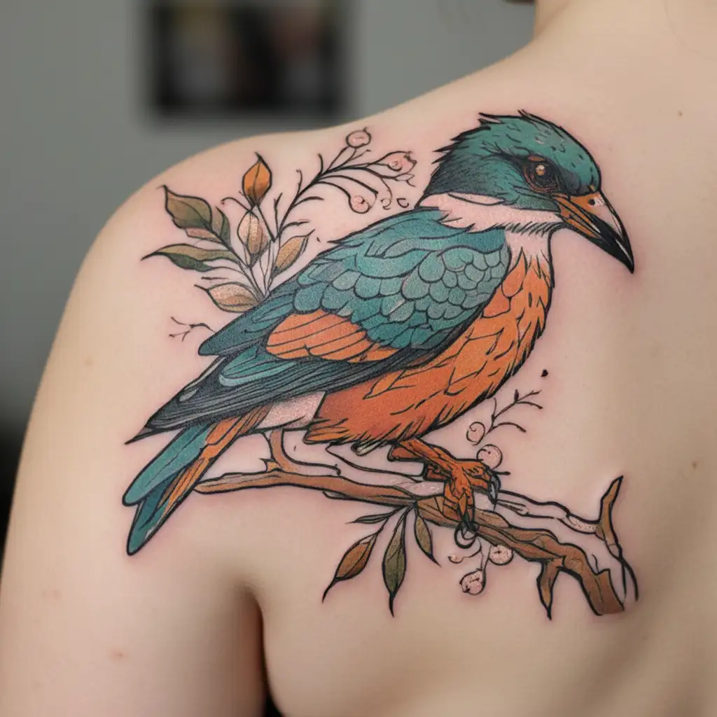 kingfisher tattoo design idea