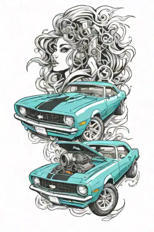 Hot Rod Camaro car tattoo design idea