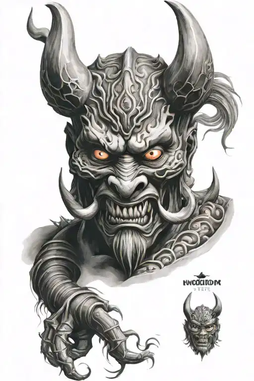 japanese demon mask tattoo design idea