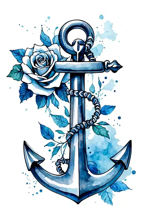 anchor and roses watercolor tattoo tattoo design idea