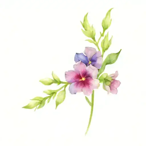 larkspur, aster, sweet pea flower tattoo design idea