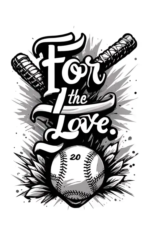 "For the Love…" "For the Love…" baseball home plate black and white line with #20 tattoo design idea