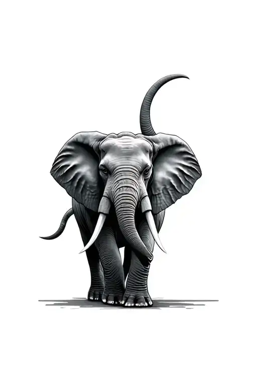angry elephant tattoo design idea