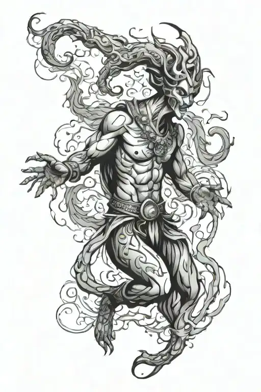 djinn fire tattoo design idea