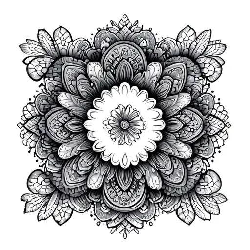 lace and paisley pattern tattoo design idea
