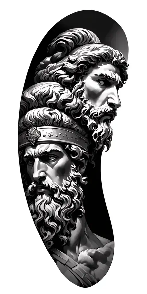 Greek mythology including Zeus, Achilles and Cerberus tattoo design idea