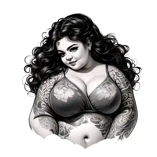 Chubby girl tatto cury tattoo design idea